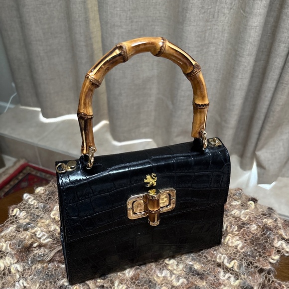 Pratesi Italian Leather Bamboo Top Handle--Excellent Condition - Picture 2 of 5